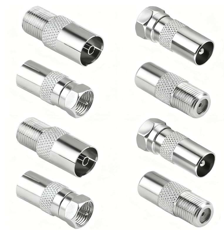 AYHYHLJZJ 8 PCS Connecteurs Antenne TV Mâle/Femelle Kit, Adaptateur Antenne TV pour Câble SAT,...