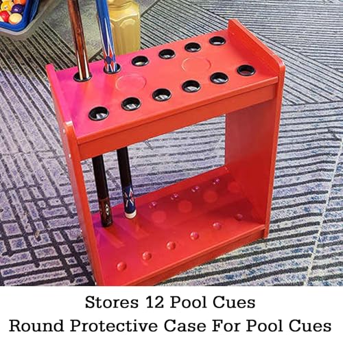 Queues de billard support rangement MDF rouge 12 emplacements sol - 5
