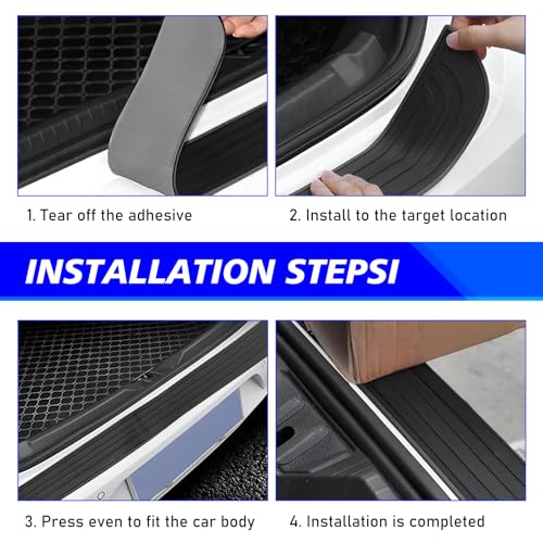 Image of Car Rear Bumper Protector, 35inch x3.15inch Rear Bumper Protector, Car Rear Bumper Edge Guards, Trunk Anti-Collision Sticker, Rubber Anti-Scratch Automotive Exterior Accessories (Black)