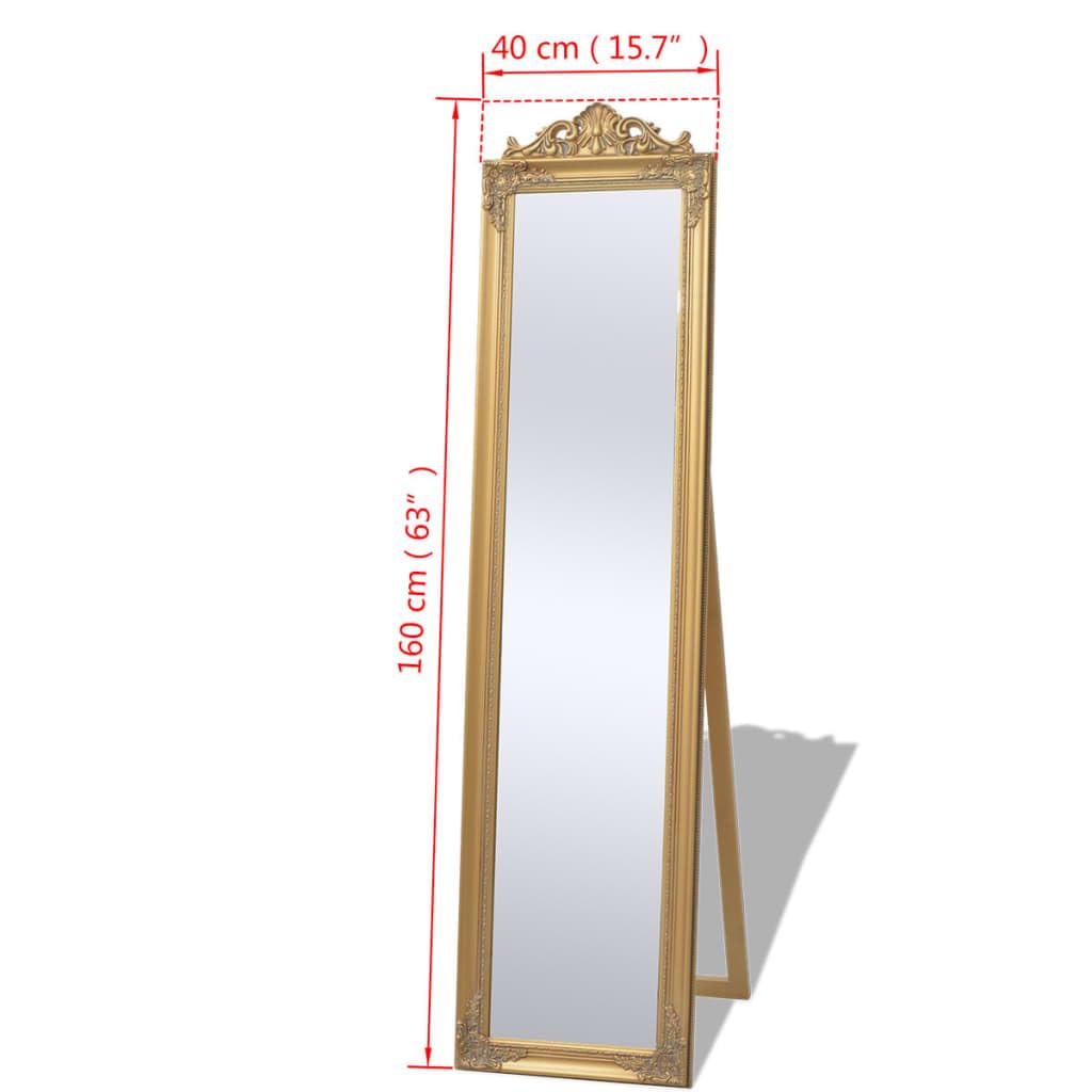 vidaXL Miroir sur Pied - Style Baroque - Maison de Campagne Antique - 160 x 40 cm - Doré