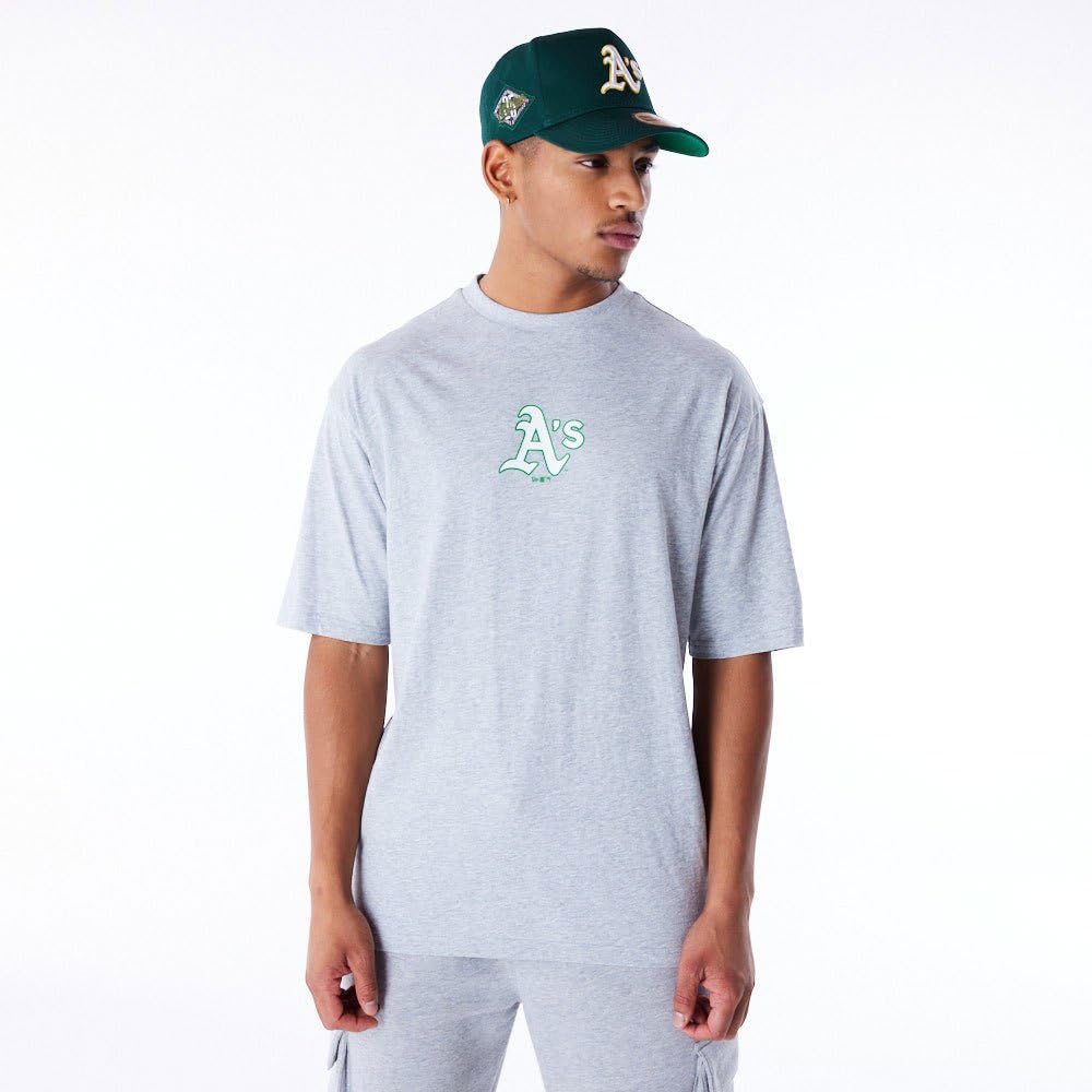 New Era Unisex MLB World Series Oversized T-Shirt Oakland Athletics Heather Grey Whitete T-Shirt