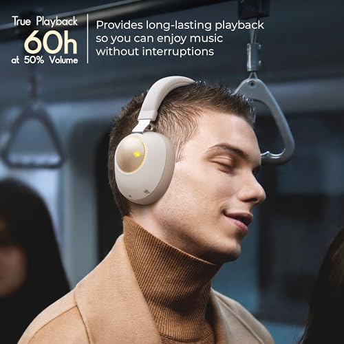 Image of Zebronics Duke (2026 Upgrade) Wireless Headphone, BT v5.3, Upto 60 hrs Playback, 40mm Drivers, Deep Bass, ENC, Gaming Mode, Dual Pairing, LED Lights, Media /Volume Control, Call Function (Beige)