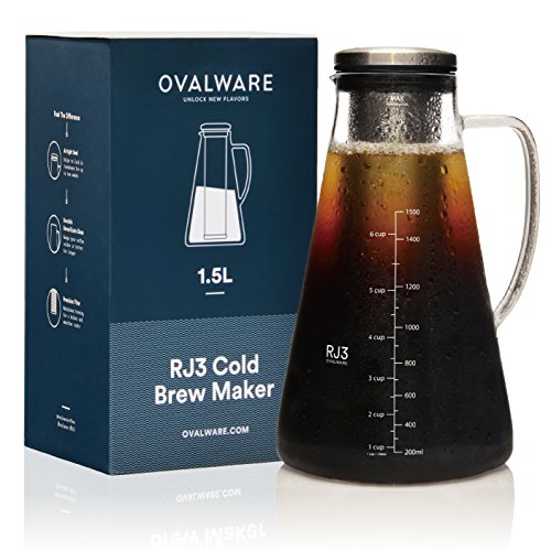 ovalware Airtight Cold Brew Iced Coffee Maker (& Iced Tea Maker) with
