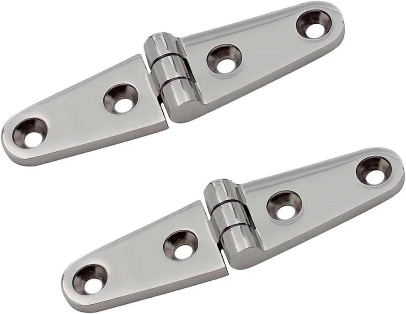 2PCS 316 Stainless Steel Strap Hinge with 4 Holes 100mm Heavy Duty Mirror Polish Boat Yacht Hardware Strap Hinges