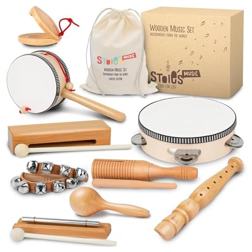 Stoie's Musikinstrumente für Kinder - Kinderspielzeug ab 3 Jahre - Spielzeug von Holz Percussion Kinder Schlagzeug Set -Trommel Rasseleier Klanghölzer -Baby Musikspielzeug kinderschlagzeug instrumente