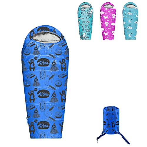 ANJ Outdoors 32F Youth and Kids Sleeping Bag | Indoor/Outdoor Boys and Girls Sleeping Bag | Mummy Style, Lightweight Sleeping Bag for Kids