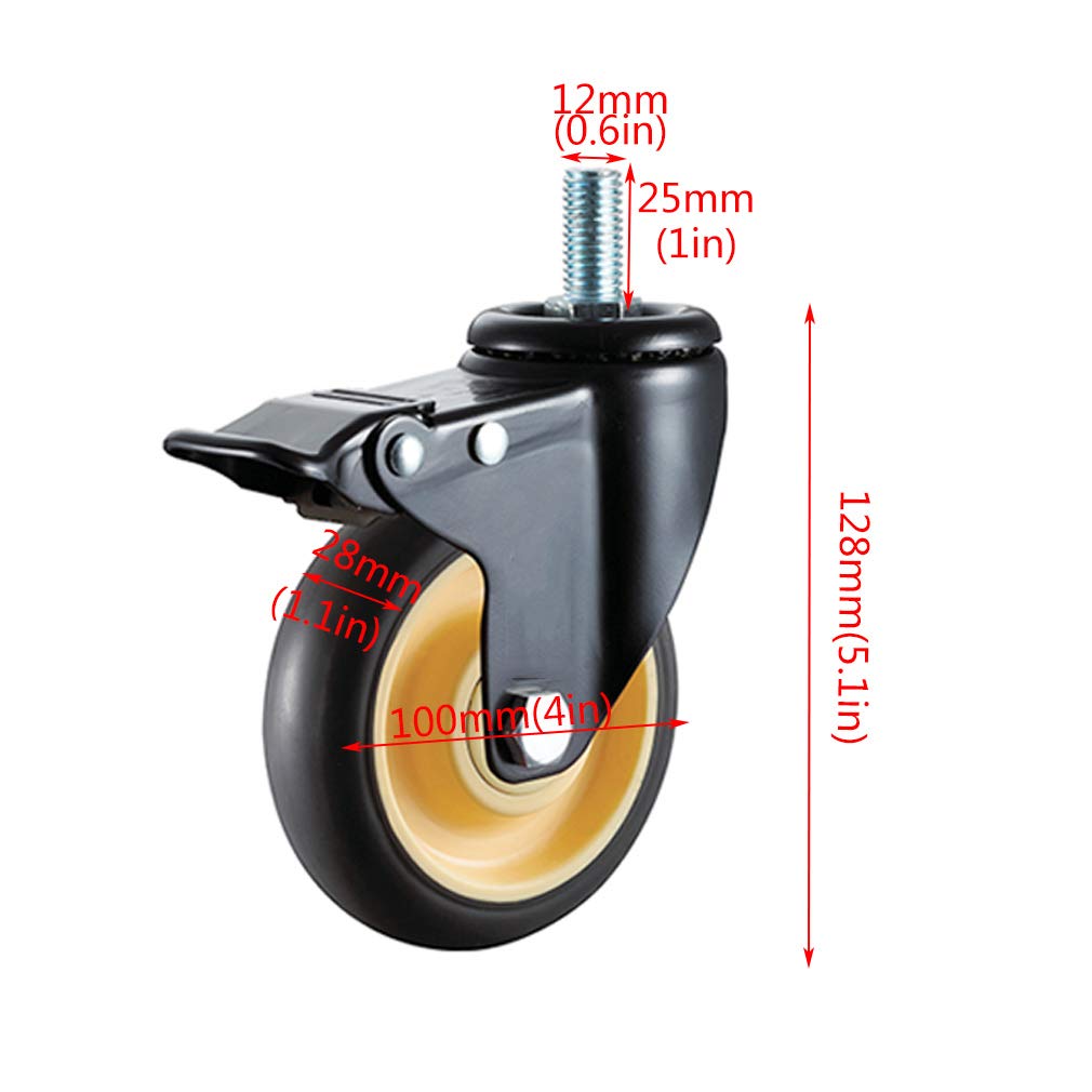 Ruedas para Muebles con Ruedas,Ruedas giratorias de Goma,Ruedas giratorias con Frenos,Ruedas Resistentes,diseño de Seguridad de Doble Freno,para Remolque Industrial,Muebles para el hogar,4 p