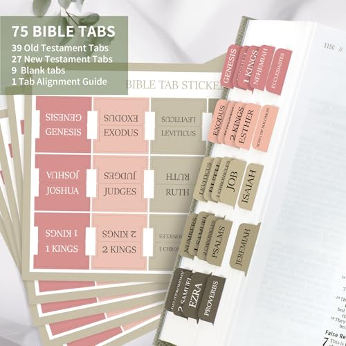 Image of Taja Bible Tabs, 75 Large Print Index Tabs for Women & Men