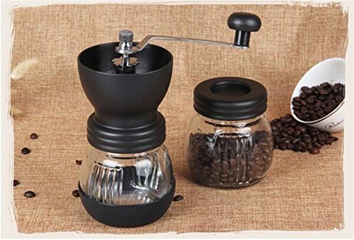 Manual Coffee Grinder - Handheld Adjustable Grain Size Conical Ceramic Burr Mill with Extra Hopper - Perfect for Espresso, French Press, Aeropress, Cold Brew, Herbs, Spices and More