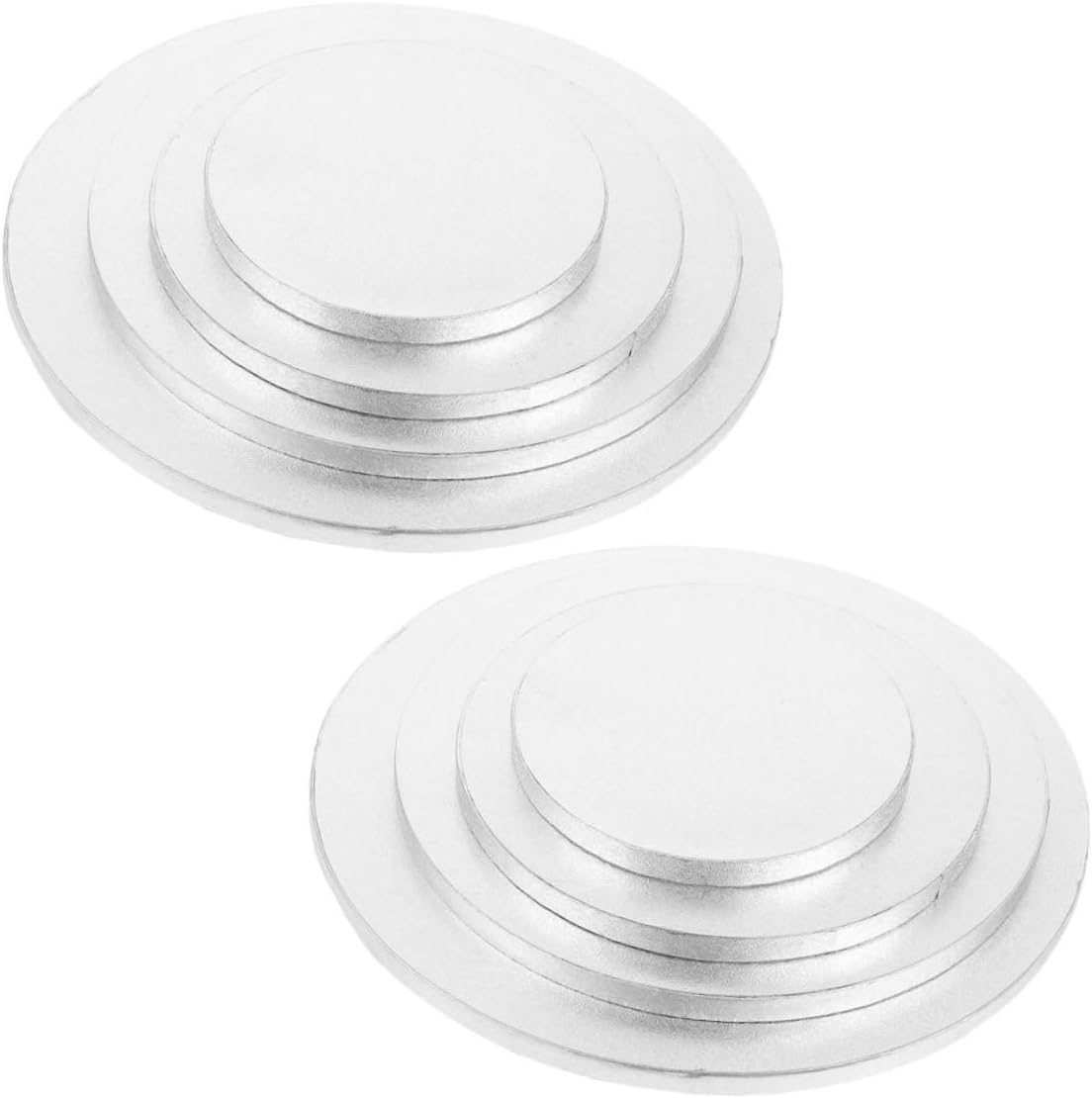 TOYANDONA 8pcs round Cake Base Cardboard Circles Oil-proof Silver Cake Boards for Birthday Wedding Dessert Decorating 6/8/10/12 Inch Set