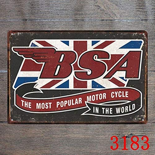 Metal Tin Sign BSA Most Popoular Motorcycle Decor Bar Pub Home Vintage Retro Metal Tin Sign 8X12 inches