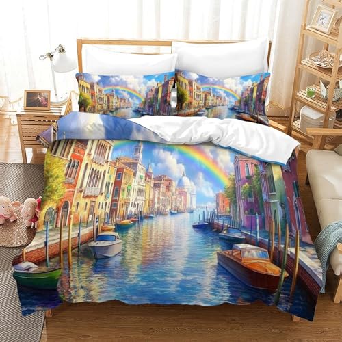 Housse de couette Venise 3D microfibre lit simple 135x200 - 3