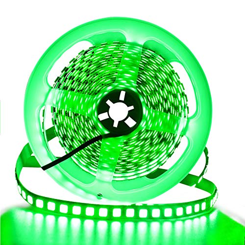 LED Light Strip, 16.4ft 600 Units SMD 5054 LEDs(5050 Upgraded), 16000LM Flexible 12V DC Waterproof IP67 Light Strips, LED Ribbon, DIY Christmas Home Kitchen Indoor Party Decoration(Green)