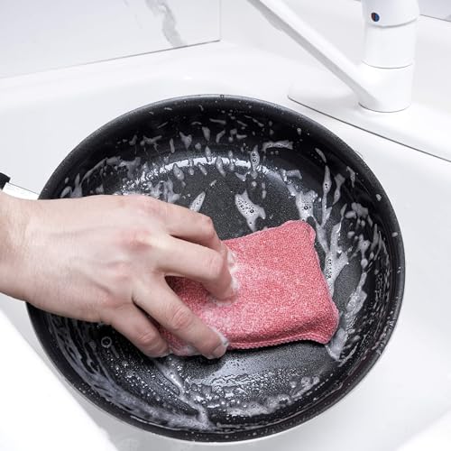 Image of Miracle Microfiber Scrubbing Sponge, Red Extra Scrubbing Power Kitchen Sponge, Sink, Pot, Pan and Dish Washing, Super Absorbent and Rapid Drying, 6-Pack, by Superio