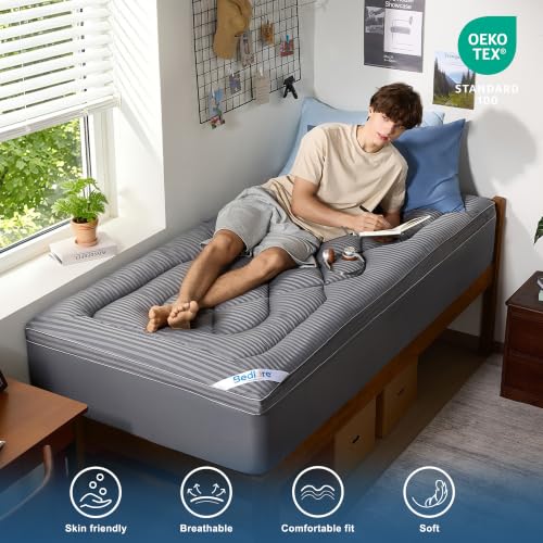 Image of BEDLORE Twin XL Mattress Topper, Thick Pillow Top Pad for Back Pain Relief, Cooling Soft Mattress Cover with Deep Pockets 6-15 inch