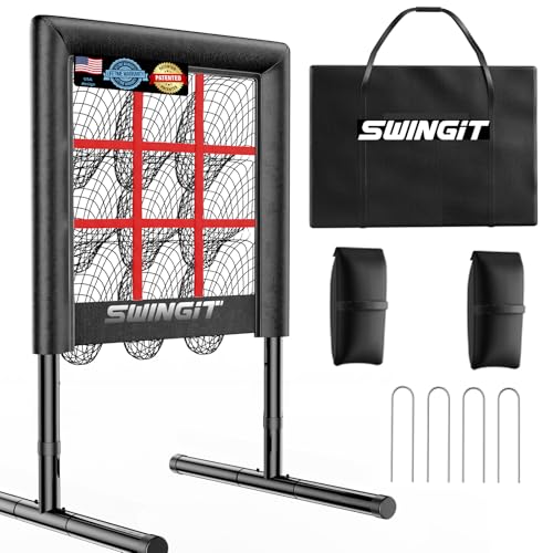 Upgrade 9 Hole Baseball Pitching Net with Strike Zone Professional Heavy Duty 9 Pocket Softball Pitching net Throwing Target Portable for Accuracy Training Practice Net Adjustable Height (Red)