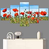 SIGNWIN 5 Panel Canvas Wall Art Modern Art Bouquet Colorful Cool Floral Group Multicolor Photography Realism Romantics for Home Decorations Ready to Hang - 60