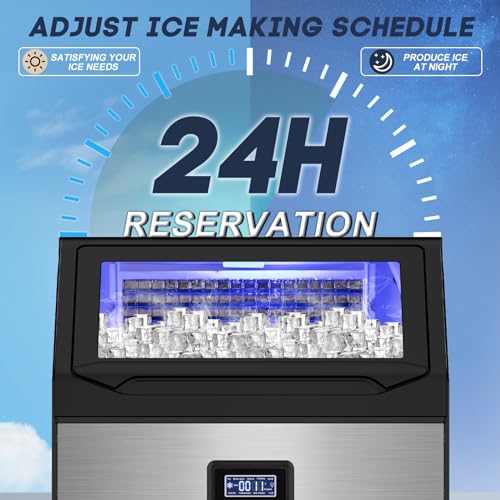 Image of SOZT Commercial Ice Maker Machine 300LBS /24H, 75LBS Storage | Under Counter Ice Maker, Self-Cleaning Freestanding Stainless Steel Ice Cube Maker for Restaurant, Bar, Home, Office