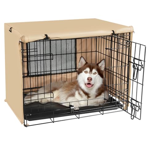 Housse de cage pour chien 91cm Seiyierr en polyester marron clair - 2