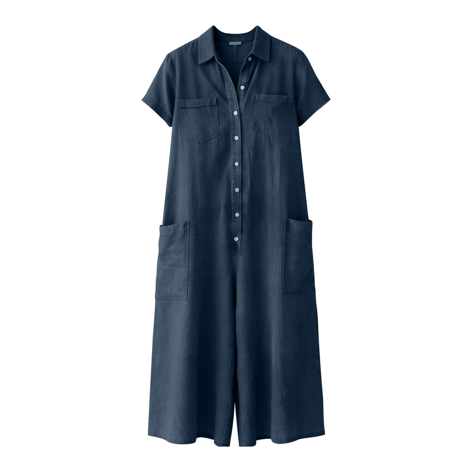 Combinaison en Lin pour Femme Ample et Respirant Combinaison Pantalon Fluide Femmes été Jambes Larges Grande Taille Coupe Droite Palazzo Salopettes de Travail Chic Jumpsuit de Plage