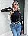 Zeagoo Black Tops for Women Mock Neck Long Sleeve Shirt See Through Dressy Casual Going Out Outfits