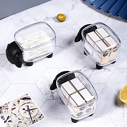 Agirlvct 2 Pack Qtip Holder Dispenser,Acrylic Cotton Ball Holder,Containers Storage Organizer Set,Bathroom Vanity Storage Canister For Swab Floss Bedroom Birthday Christmas Gift Girl Friend(Sheep) #TOP5