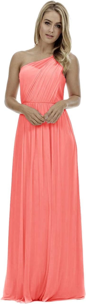 One Shoulder Bridesmaid Dresses Long Aline Chiffon Prom Evening Gown For Women
