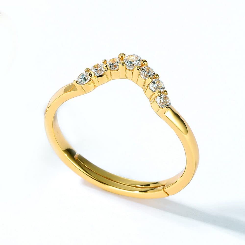 HGJH Anello in Argento Sterling 925,Anelli Regolabili per Donna Rami di Salice Argento Sterling 925 Micro Pavé Zircone Retro Impilabile Placcato Oro 7 Chakra Anelli di Promessa per Ragazze Signore