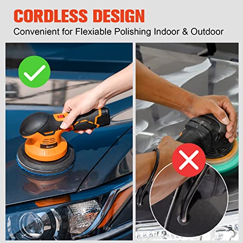 Aiment Cordless Car Buffer Polisher, 6 Inch 5000Rpm Cordless Buffer With 2Pcs 12V 2.0Ah Rechargeable Battery, 6 Variable Speed, Buffer Polisher Kit For Car Detailing/Car Scratch Repairing #TOP2