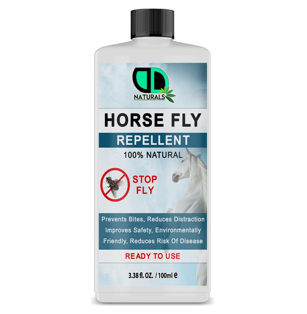 DD Teck Horse Fly Repellent Spray – 100% Natural Essential Oil Formula, DEET-Free & Skin-Safe – Protects Horses from Flies, Midges & Horseflies – Enhances Comfort & Safety, Multipurpose Use (100ml)