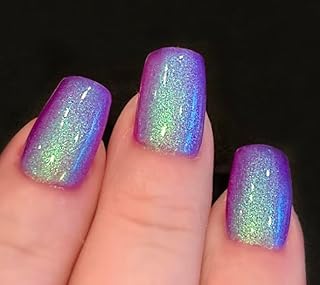 Polish Me Silly, 1-2-3 Glow- Purple Blue Green Glow Pop Nail Polish Collection Multi-Color Shifting: Mylar Oil Slick
