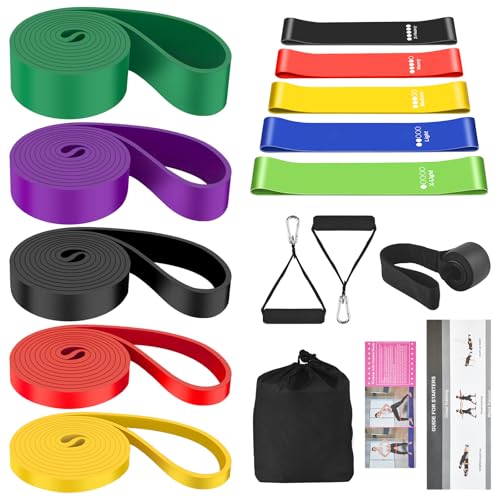 Bande Elastique Musculation 14 in 1 Sport Resistance Band Traction Elastic Kit Fitness Pilates Gym Workout Materiel Accessoires Maison avec Ancrage de Porte Poignée Reeducation Qualité Elastisches