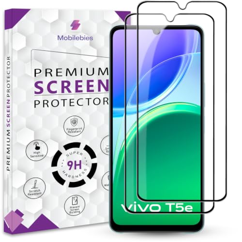 Image of Premium Tempered Glass Screen Protector Guard For Vivo T5e 4G (6.74 Inch, Pack of 2) | Edge to Edge Coverage With Easy to installation kit