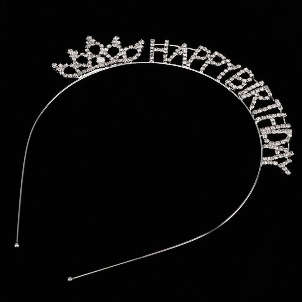 Happy Birthday Tiara Crystal Rhinestone Crown Headwear Hair Jewelry GiftCollectibles