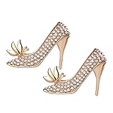 CALLARON Broche à talons hauts pour femme - Jolie broche pour femme - Broche à boucle pour chaussettes de mariage - Broche de créateur - Broche et broches de Saint-Valentin - Broche en diamant,