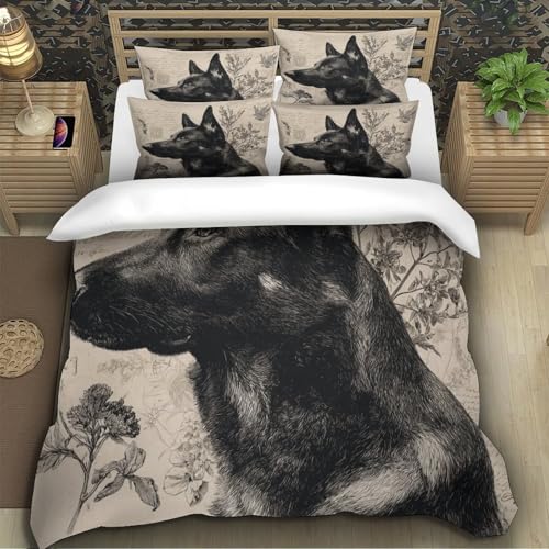 Parure de lit Berger Allemand 135x200 housse de couette imprimé 3D