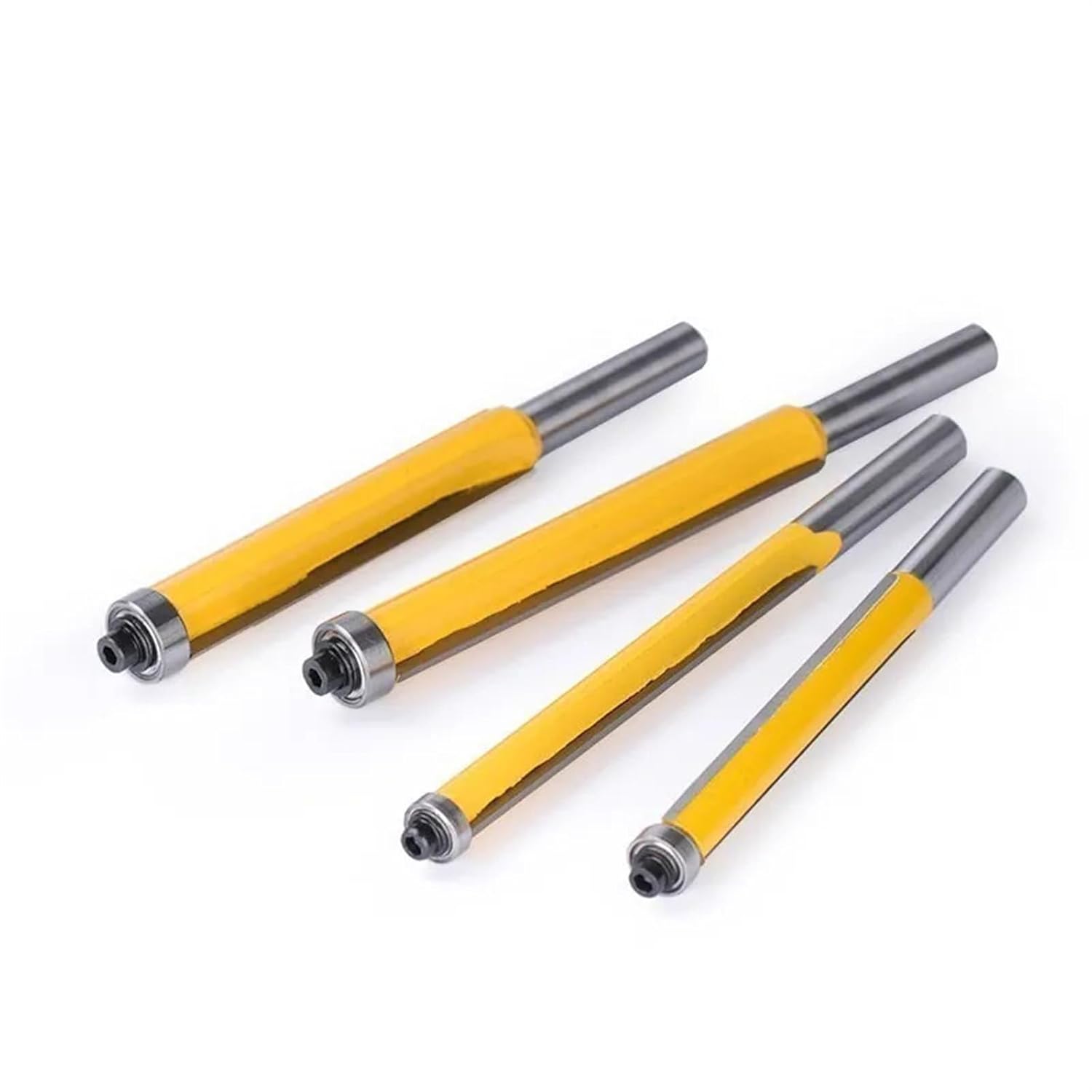 4pcs 8mm Shank Tenon Cutter Set 1/2" Dia Flush Trim Straight Router Bit with Bearing End Milling for Wood