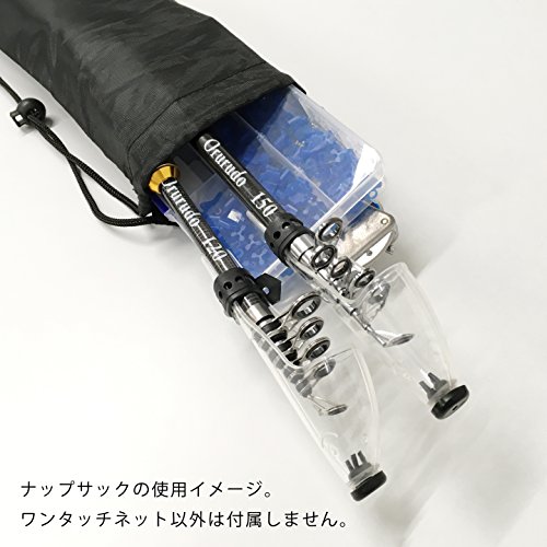 【オルルド釣具】ワンタッチネット 折りたためる玉網 収納袋（ナップサック）付き ３段継 全長１３３cm 折りたたみ時４２cm qb510001a01n0 9枚目