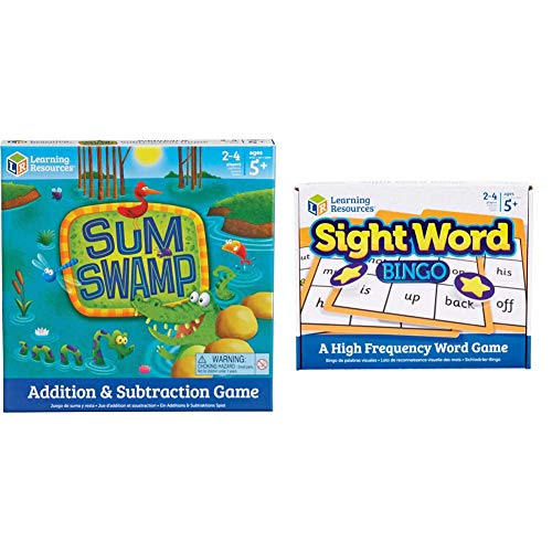 Image of Learning Resources Sum Swamp Addition & Subtraction Game & Learning Resources Sight Word Bingo