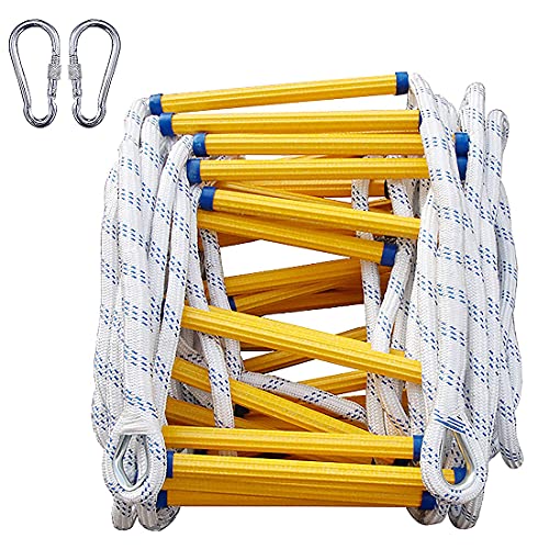Genérico Escalera de Cuerda ignífuga - Escalera de Rescate de Emergencia de 3M a 50M, Escalera de Seguridad Resistente con mosquetones, Ideal para Uso doméstico y en Exteriores, Herramienta de Escape