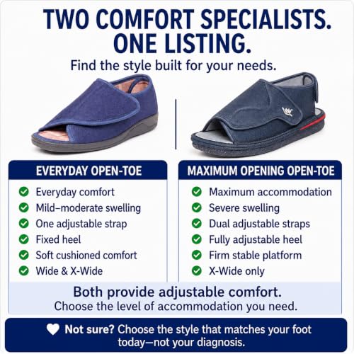 Image of Diabetic Open Toe Slippers, Extra Wide Adjustable House Shoes