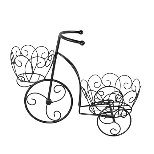 Siam Express Vintage 2 Tier 3-Wheel Metal Trike Bicycle Planter Stand - Tricycle Flower Pot Shelf Cart Holder Home Indoor Outdoor Display Decorative for Patio, Deck, Garden, Lawn