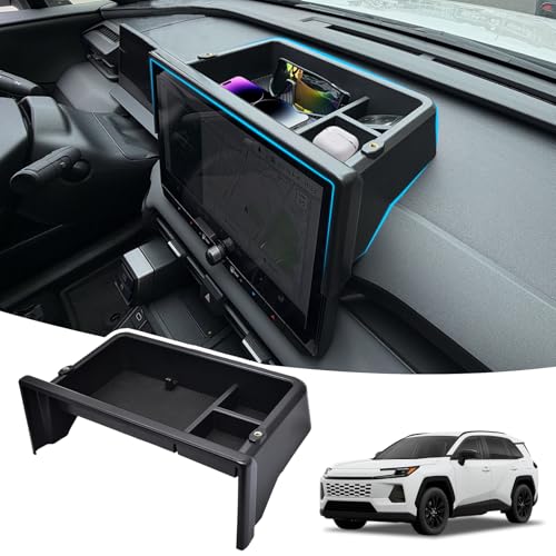 Dashboard Center Console Organizer for RAV4 2026 XSE/Limited Dashboard Storage Box with 1/4 Inch Screw Hole Sunglasses Holder and No-Slip Mat 2026 RAV4 Dashboard Organizer Only Fit 12.9 Inch Screen