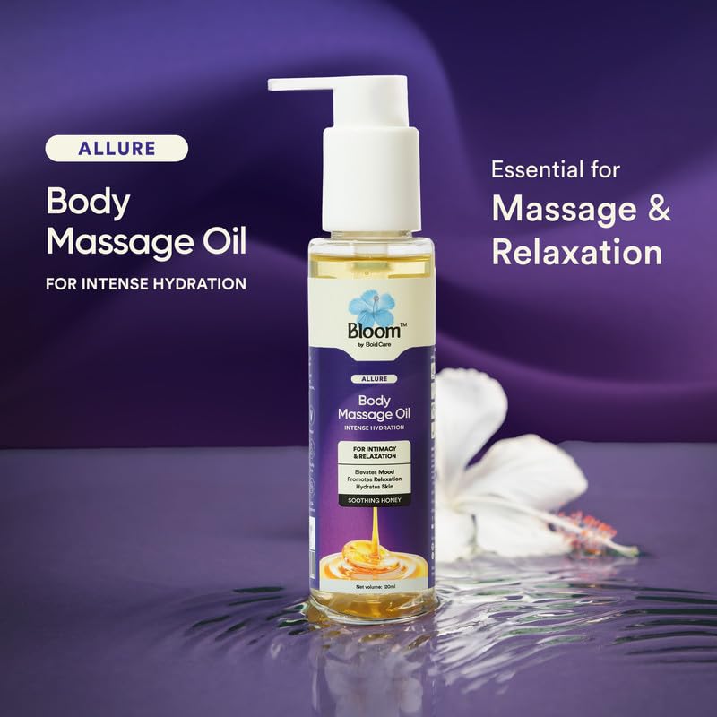 Image of Bloom by Bold Care Sensual Massage Oil | For Couples Massage | Reduces Fatigue and Stress | Hydrates Skin | Builds Connections | Natural Massage Oil with Pure Honey | For Sensitive Skin | (120 ml)