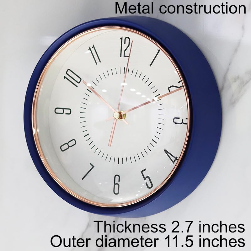 Miniatura 2 de Reloj de pared circular silencioso de estilo europeo simple que se puede utilizar en la cocina, dormitorio, sala de estar (azul)