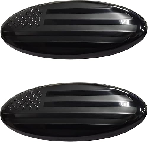 Paquete de 2 emblemas para parrilla delantera F150 2004-2014 para portón trasero, emblema ovalado negro de la bandera estadounidense de 9 pulgadas