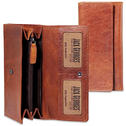 Jack Georges Women's Voyager Clutch Wallet in Buffalo Leather #7726 (Honey)