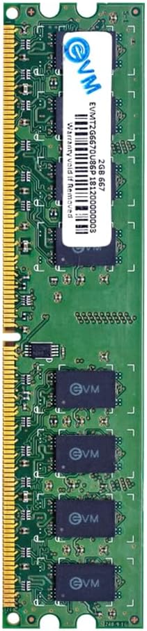 EVM 2GB DDR2 Desktop RAM 667MHz Long-DIMM – 1.8V Low Voltage, 240-PIN Pin, Intel & AMD Compatible, High-Speed PC Memory Upgrade – 10 Year Warranty (EVMT2G6670U86P)