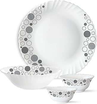 Larah by Borosil Luna Silk Series Opalware Dinner Set | 19 Pieces