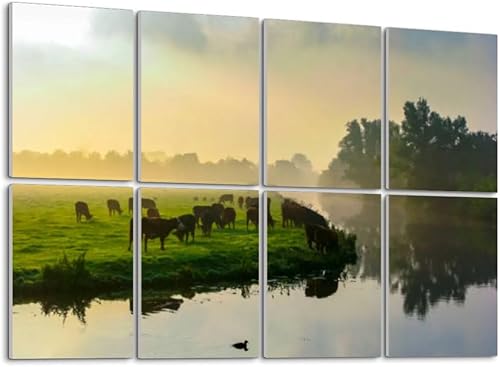 Miniatura 1 de Paneles acústicos insonorizados de pared de vacas rumiantes, prado verde, paneles acústicos autoadhesivos, reducen la reverberación de eco de la